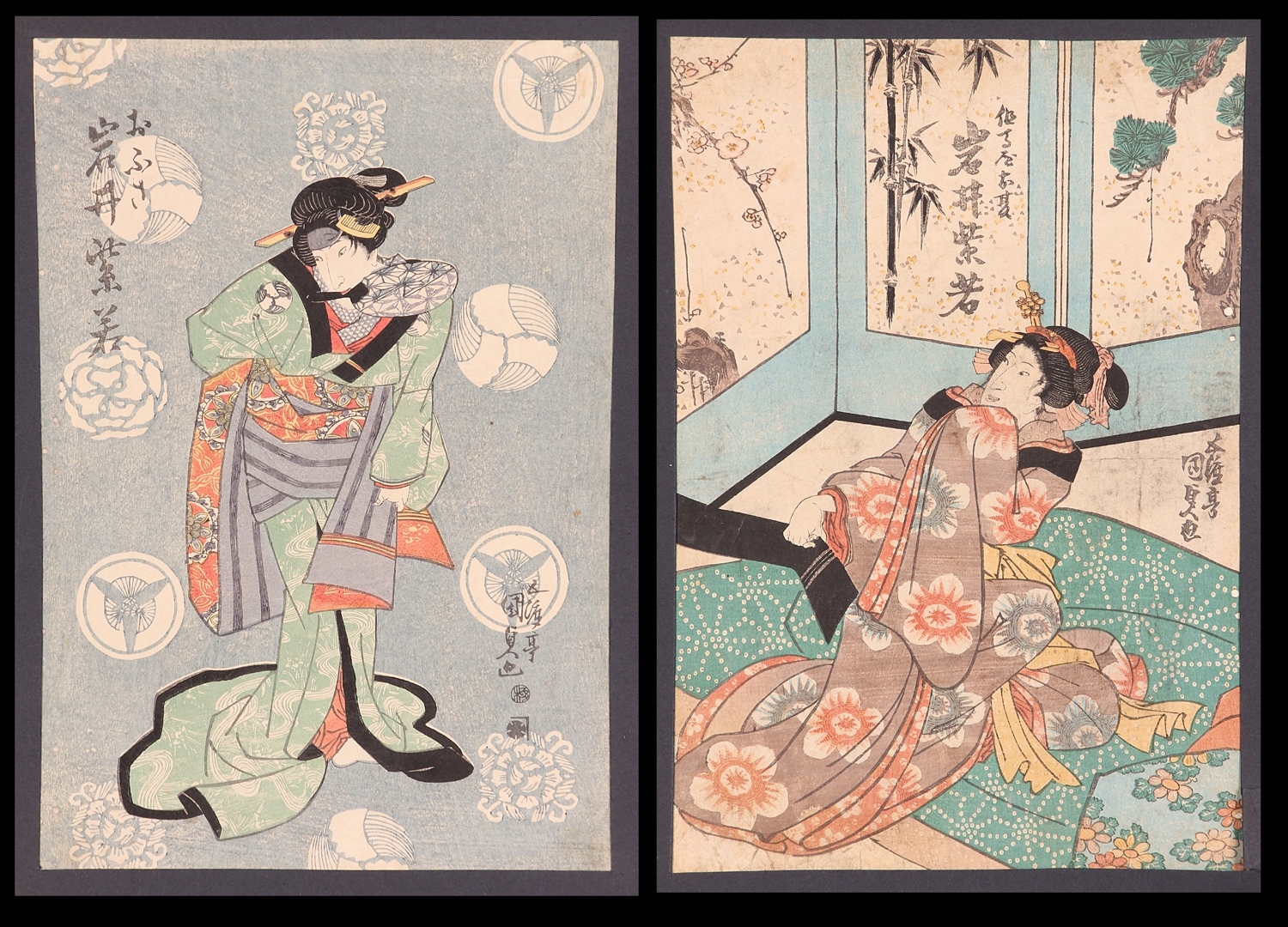 Utagawa Kunisada Deux portraits de l’acteur Onnagata Iwai Shijaku I