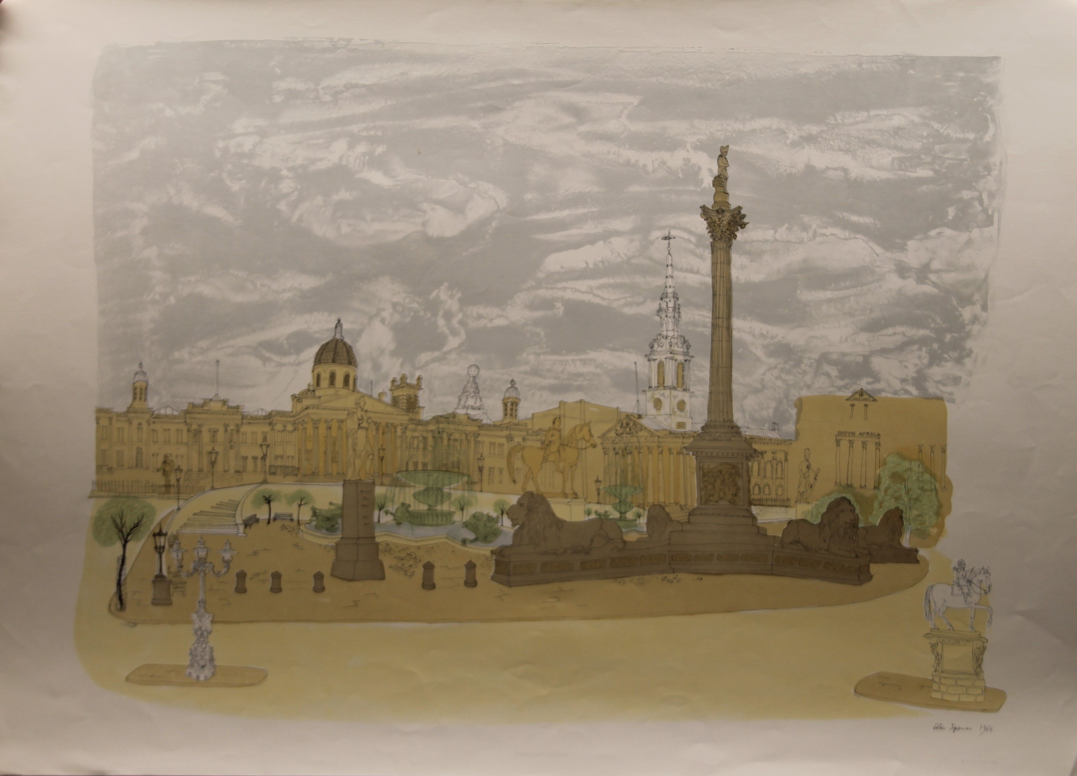 Artwork by Colin Spencer, prints of London sights, Made of lithographic prints