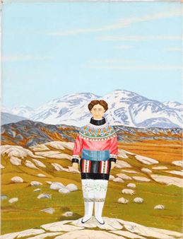 Portrait of a woman in a Greenlandic national costmue - Niels Lynge