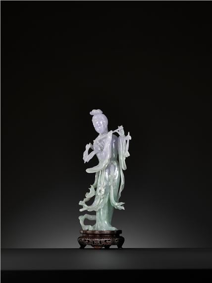 Chinese School, 19th Century | 清末民初飄紫翡翠美人吹笛像| MutualArt