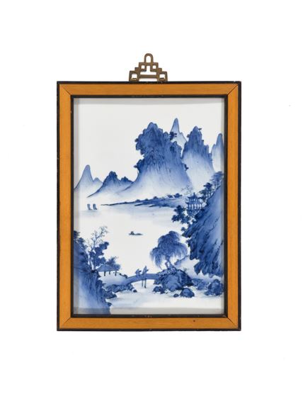 Chinese School, 19th Century | 清末民初青花山水瓷板| MutualArt