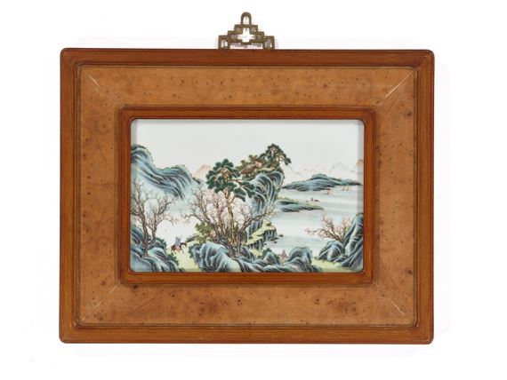 Chinese School, 19th Century | 清末民初粉彩《山水》瓷板| MutualArt