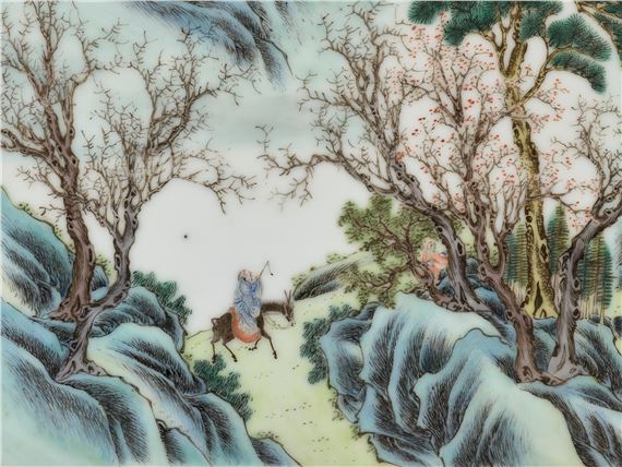 Chinese School, 19th Century | 清末民初粉彩《山水》瓷板| MutualArt