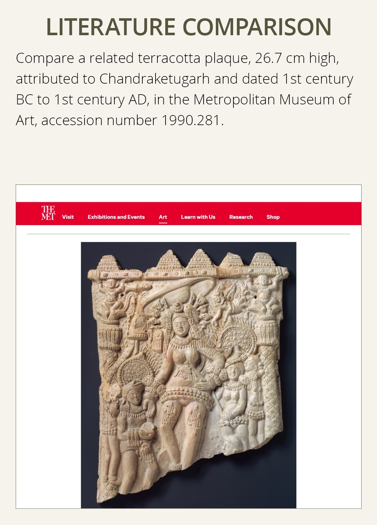 Artwork by Indian School, 1st Century, A TERRACOTTA PLAQUE DEPICTING A MOTHER GODDESS, EASTERN INDIA, CHANDRAKETUGARH, C. 1ST CENTURY BC TO 1ST CENTURY AD, Made of terracotta plaque