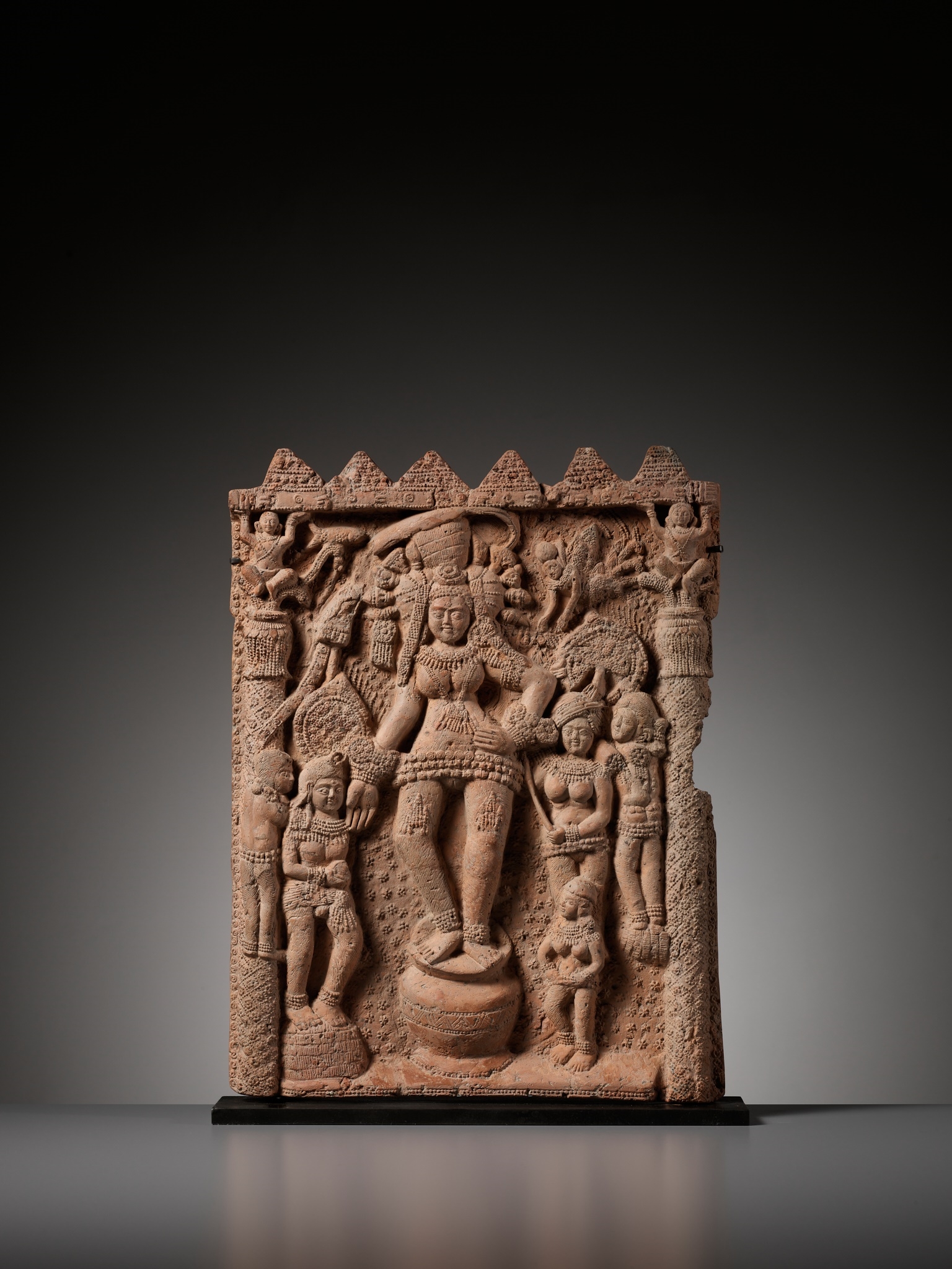 Artwork by Indian School, 1st Century, A TERRACOTTA PLAQUE DEPICTING A MOTHER GODDESS, EASTERN INDIA, CHANDRAKETUGARH, C. 1ST CENTURY BC TO 1ST CENTURY AD, Made of terracotta plaque