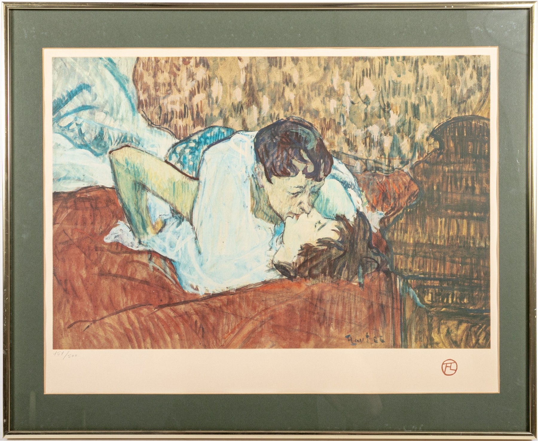 Artwork by Henri de Toulouse-Lautrec, In Bed The Kiss, Made of lithograph