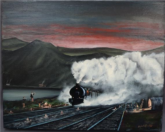Brian Reeves | Brian Reeves Full steam ahead Oil on canvas Signed Label ...