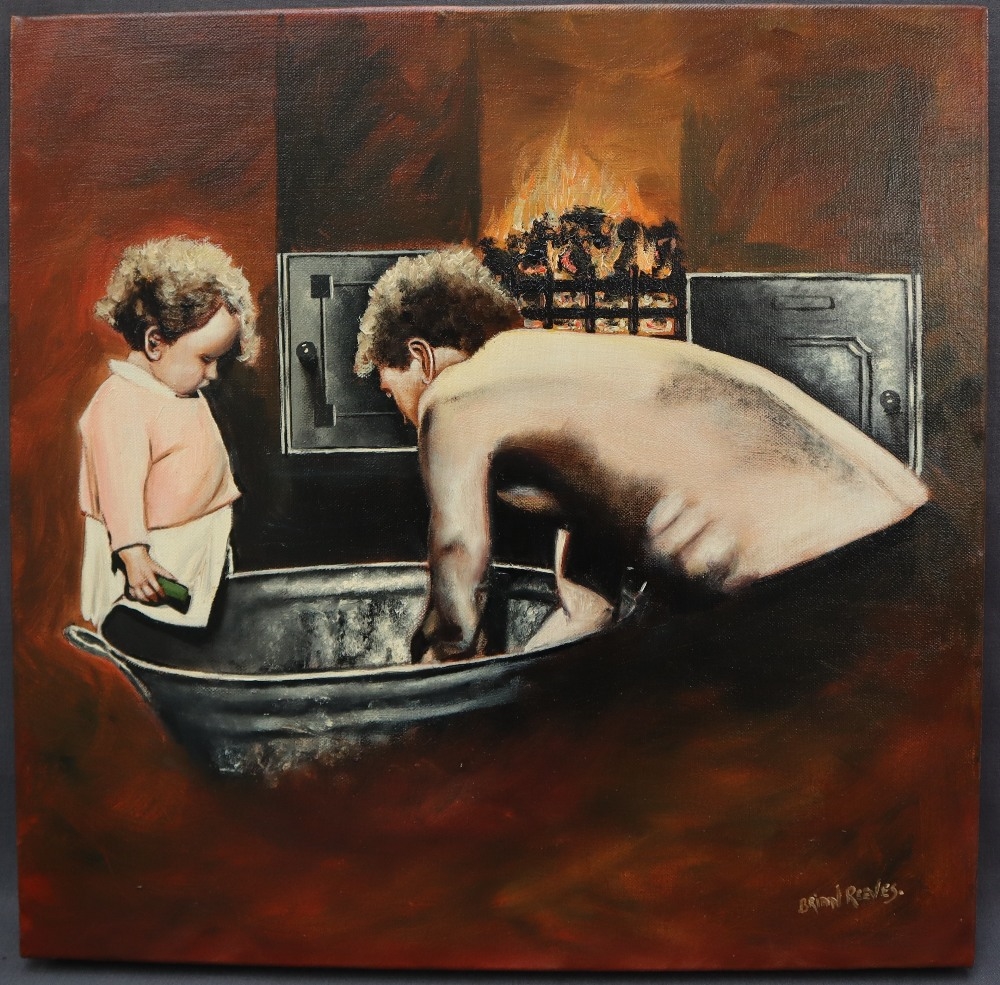 Brian Reeves | Brian Reeves Miner bathing Oil on canvas Signed Label ...