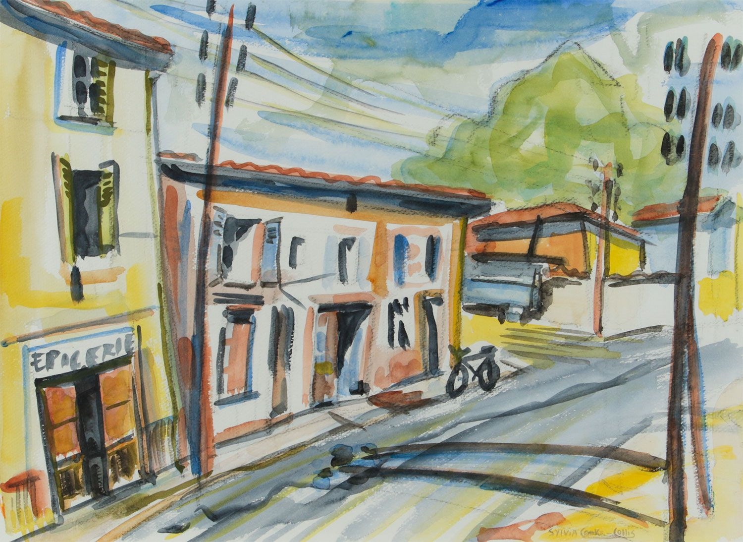 Artwork by Sylvia Cooke-Collis, FRENCH STREET SCENE, Made of WATERCOLOUR DRAWING