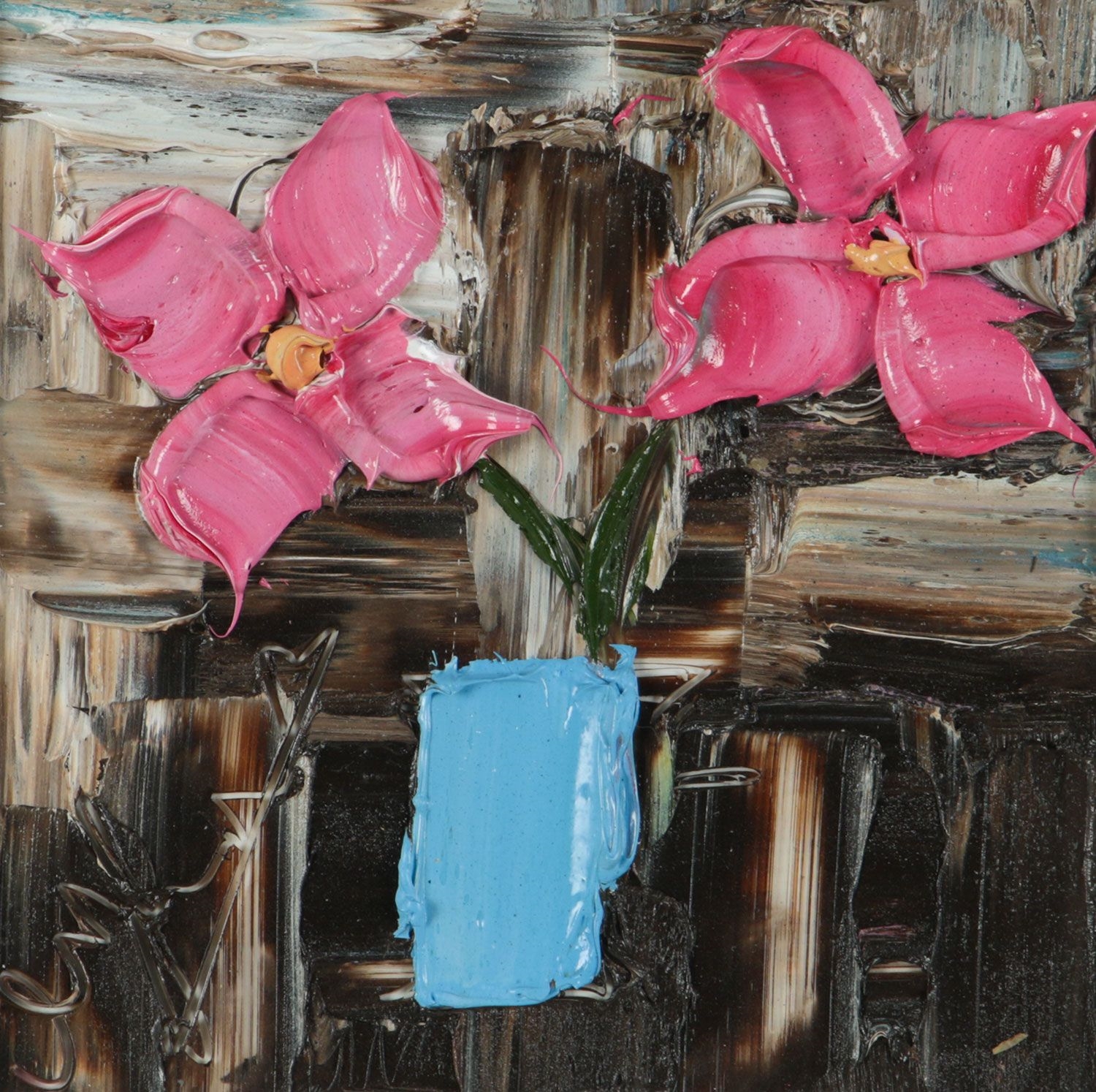 Colin Flack | PINK FLOWERS IN A BLUE VASE | MutualArt