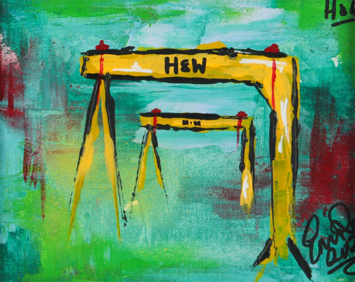 Artwork by Emma Irwin, HARLAND AND WOLFF, Made of OIL ON BOARD