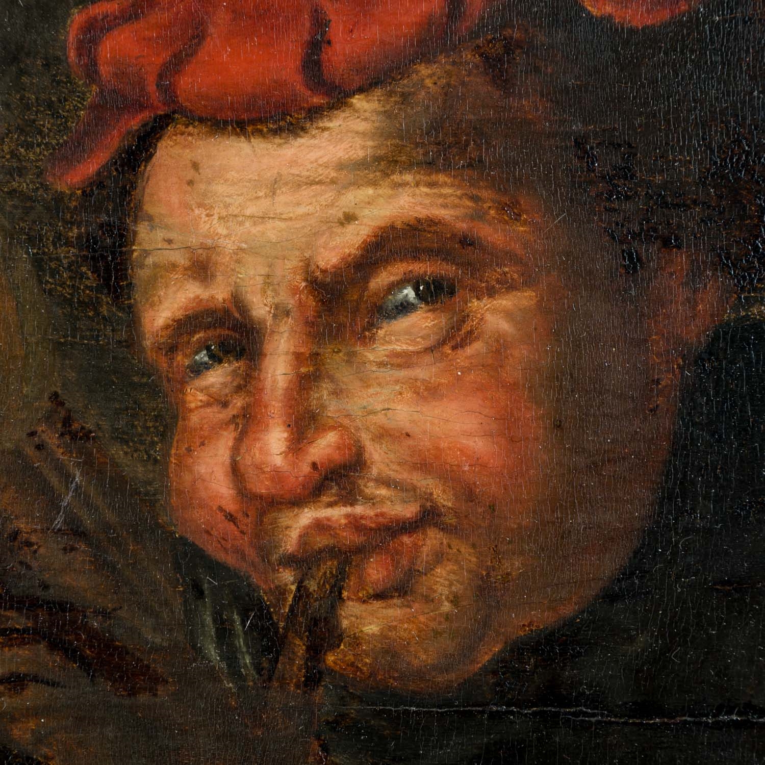 Artwork by Pieter Huys, Two bagpipers, Made of panel