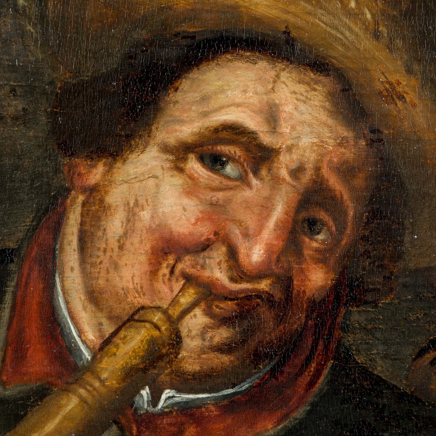 Artwork by Pieter Huys, Two bagpipers, Made of panel