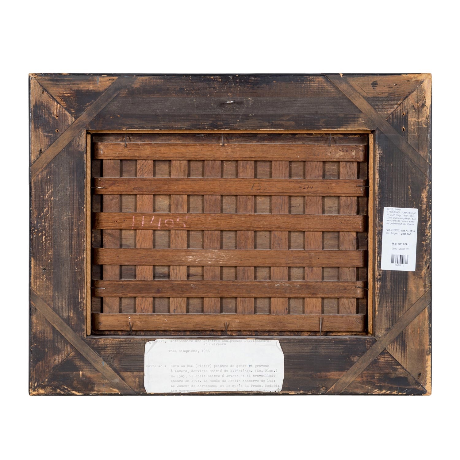 Artwork by Pieter Huys, Two bagpipers, Made of panel