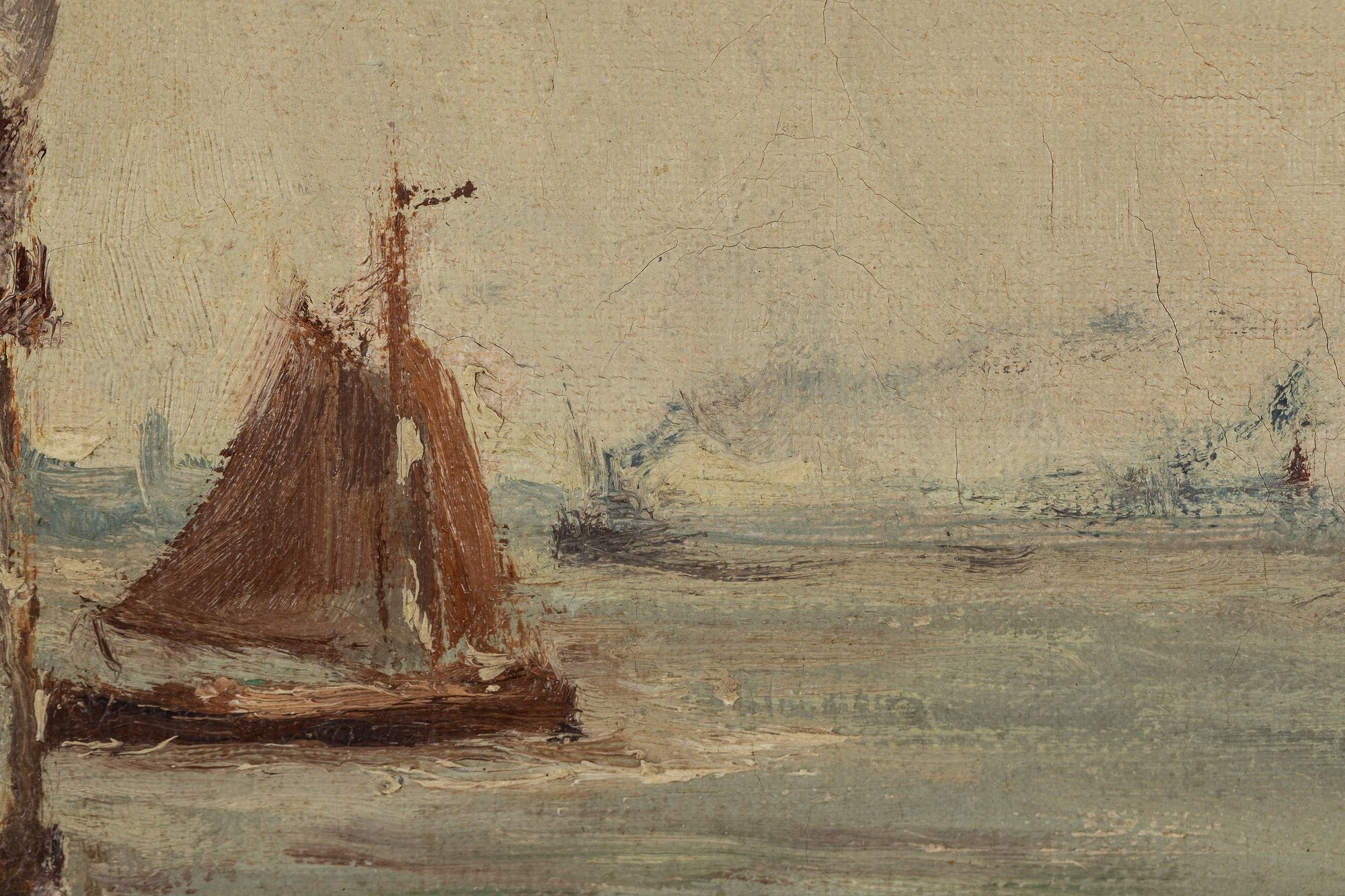 Artwork by Willem Horselenberg, Steamship in Harbor, Made of Oil on Canvas