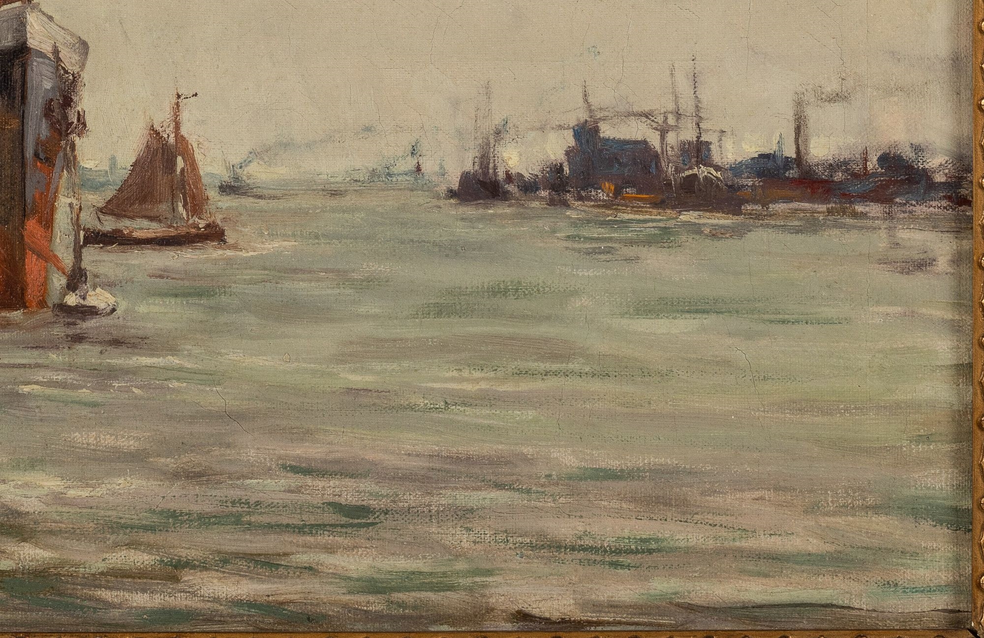 Artwork by Willem Horselenberg, Steamship in Harbor, Made of Oil on Canvas