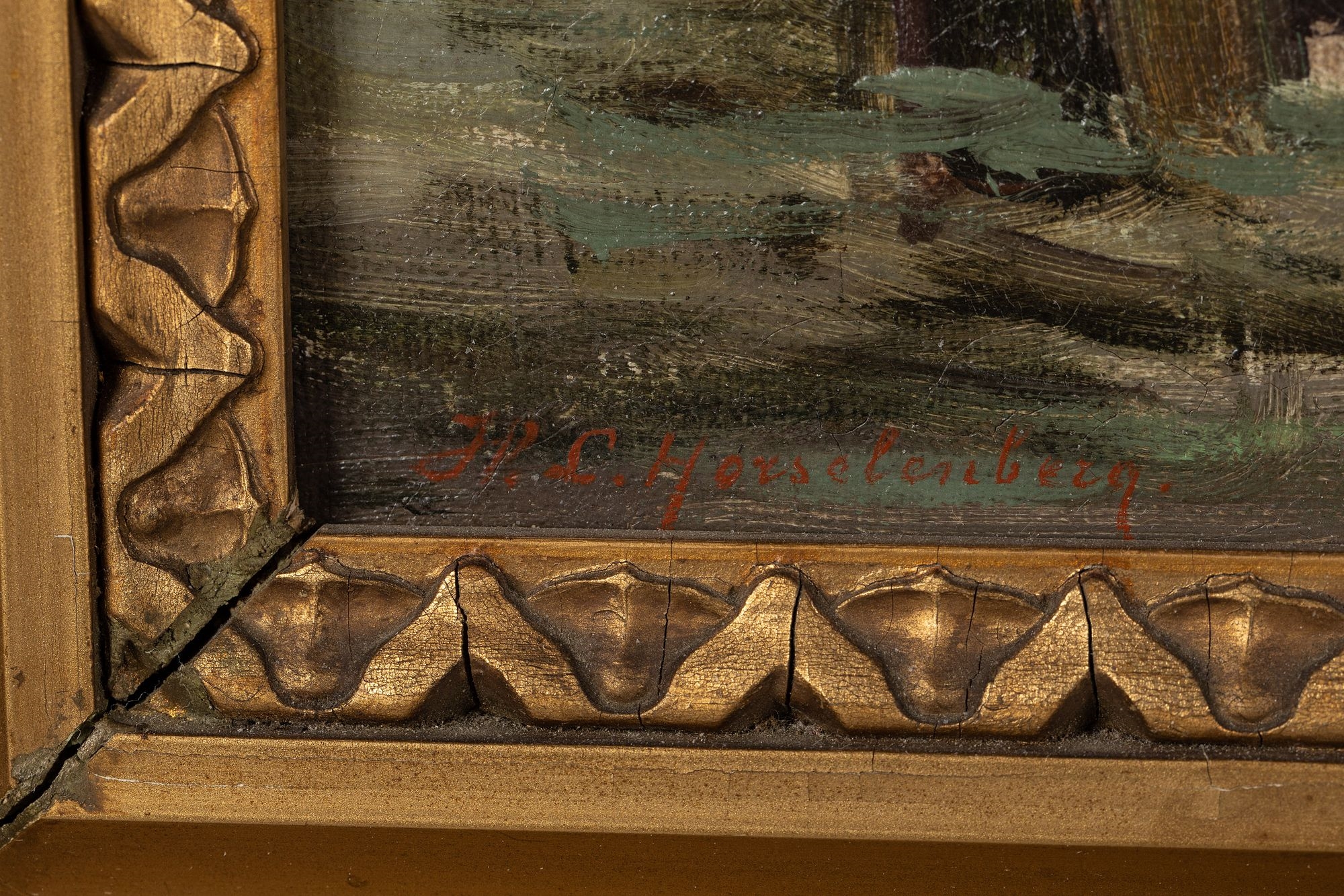 Artwork by Willem Horselenberg, Steamship in Harbor, Made of Oil on Canvas