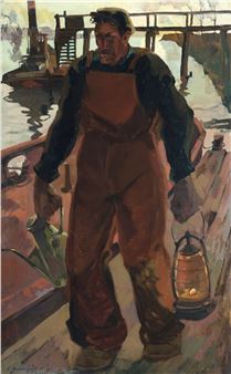 Man with lamp and jug - Lucien Desmaré