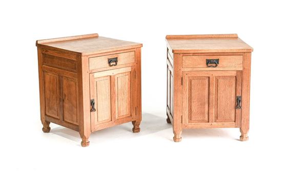 Foxman: Don Craven (Boroughbridge): A Pair of English Oak Panelled Bedside Cupboards by Don Craven