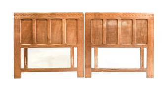 Oak Leafman: Fred Suffield (Thirsk): A Pair of Oak 3ft Panelled Headboards - Fred Suffield