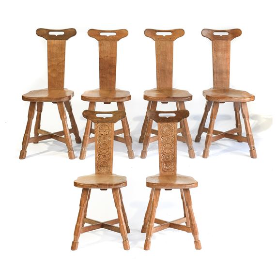 Foxman: Don Craven (Boroughbridge): A Set of Six English Oak Spinning Chairs by Don Craven