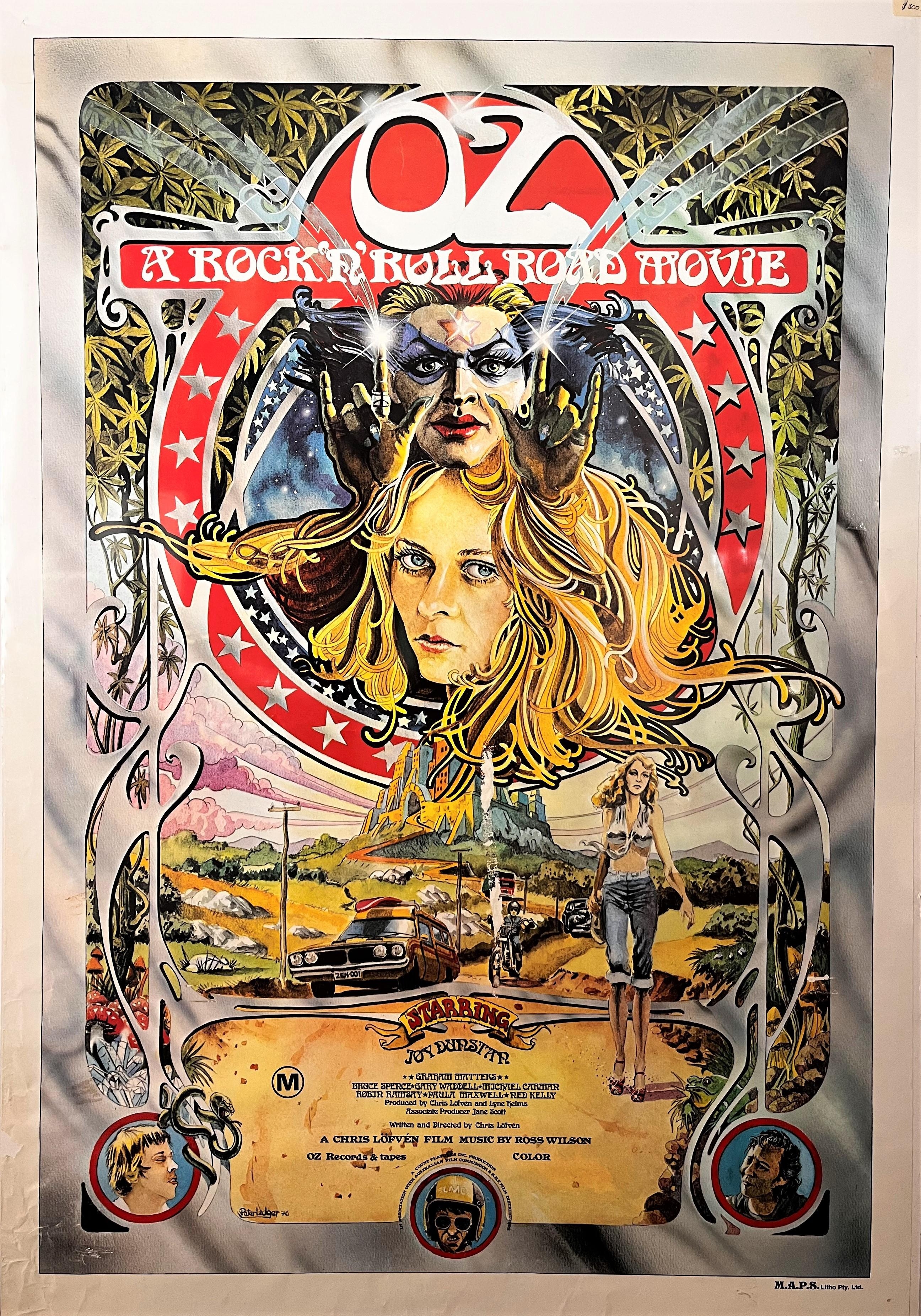Artwork by Peter Ledger, Oz - A Rock'n'Roll Road Movie 1976, Made of Original Colour Lithographic Movie Poster