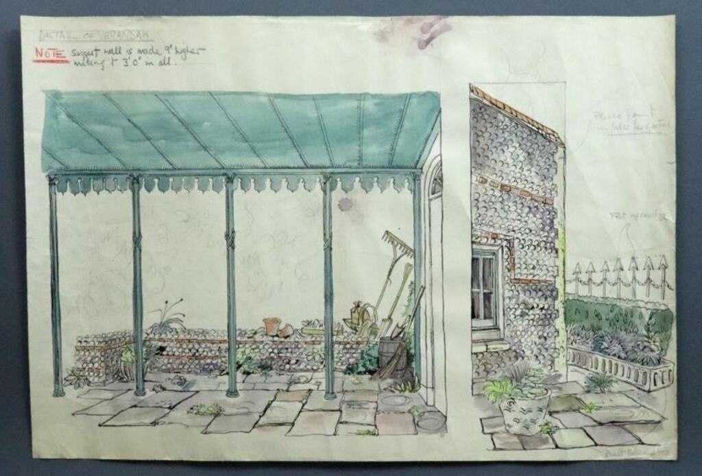 Cecil Beaton 3 set designs for The Chalk Garden Enid Bagnold