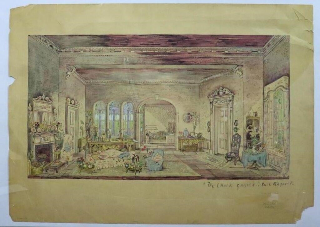 Cecil Beaton 3 set designs for The Chalk Garden Enid Bagnold