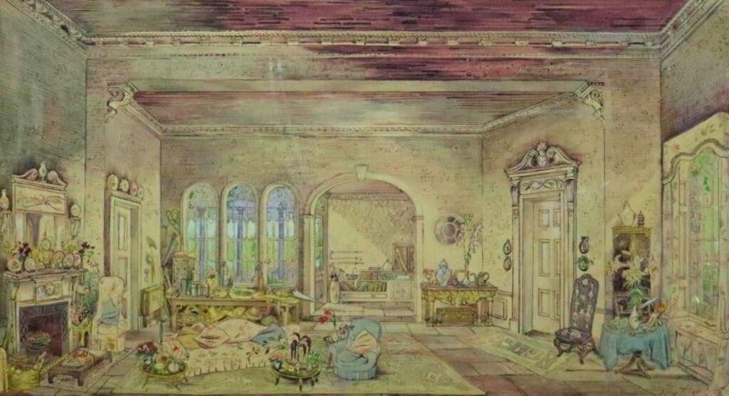 Cecil Beaton 3 set designs for The Chalk Garden Enid Bagnold