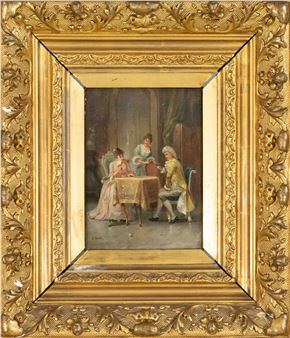 rococo society in salon interior - André René Jolly