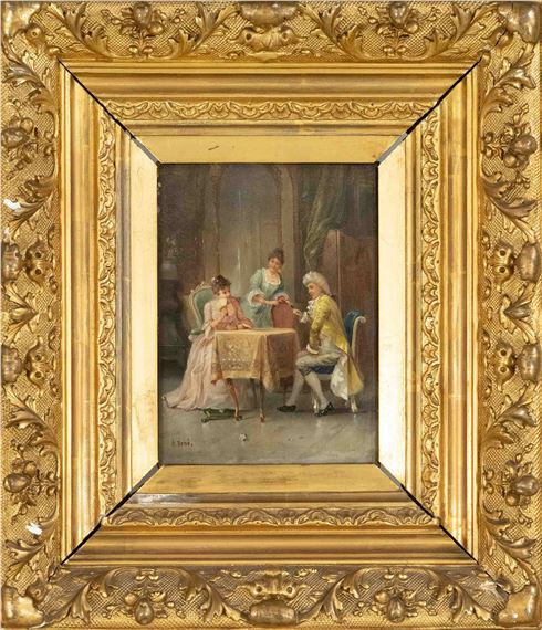 rococo society in salon interior - André René Jolly