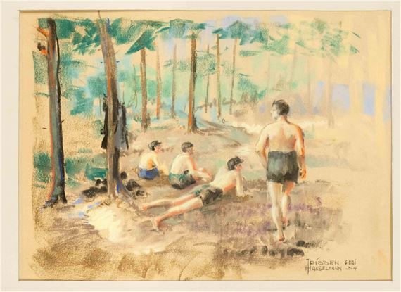group of boys at the Elbe beach near Rissen by Jean Hanselmann, 63