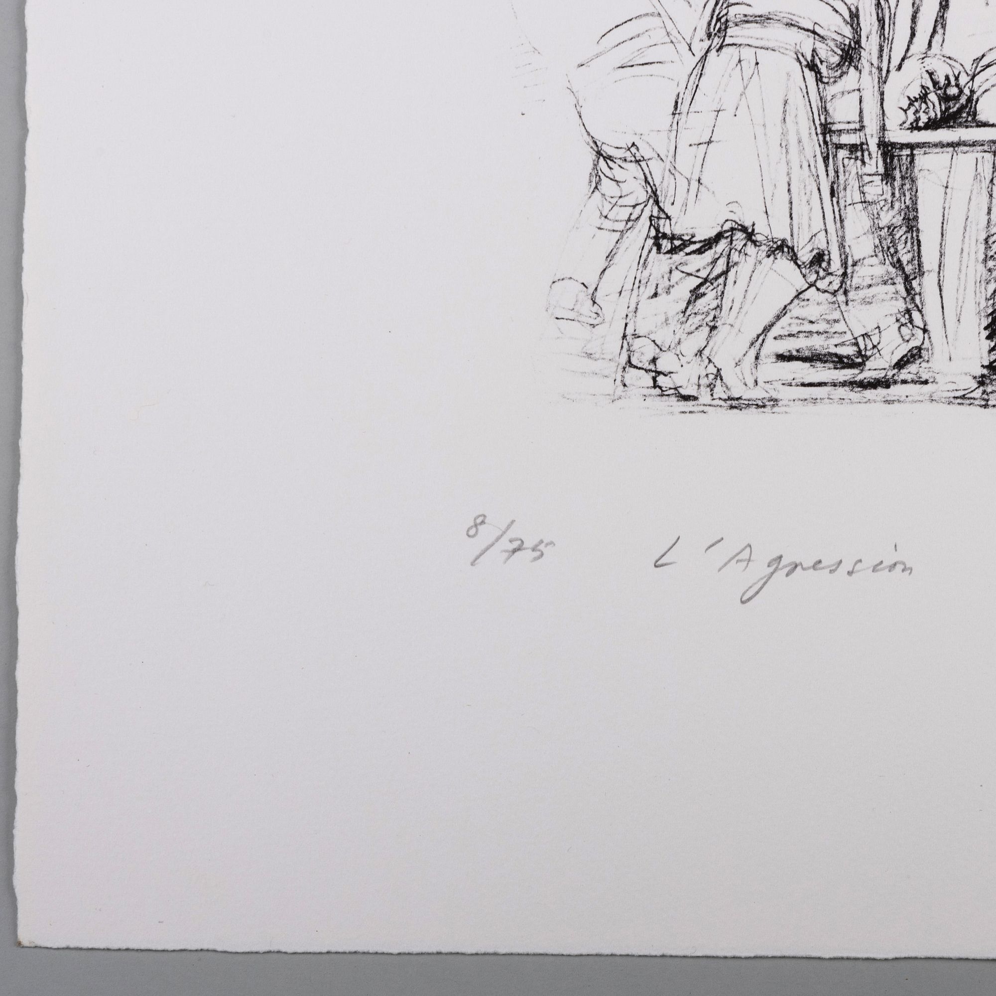 Artwork by Raymond Mason, Raymond Mason (1922-2010): L'Agression, Two Impressions; and On Eventre, Made of lithographs in black on wove paper