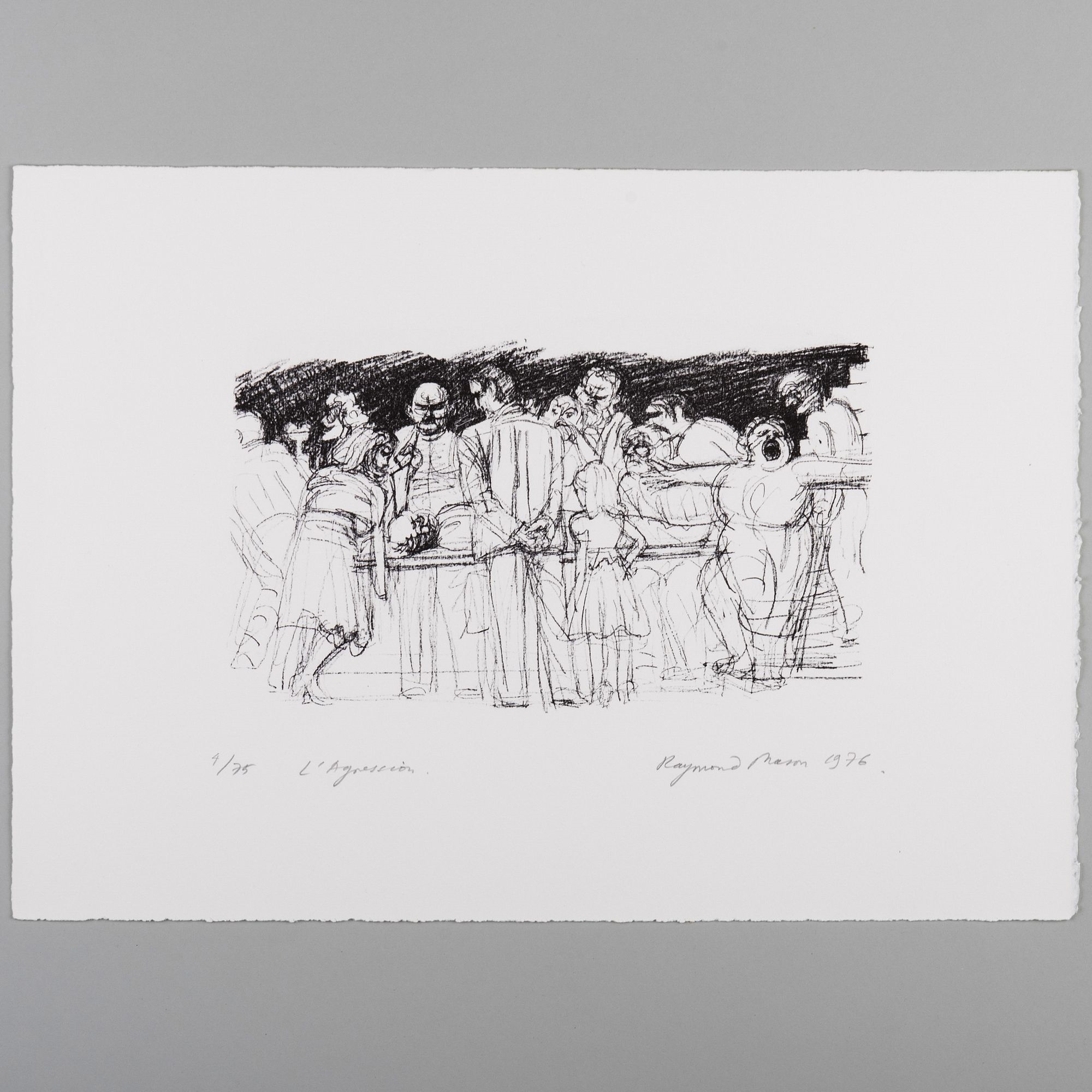 Artwork by Raymond Mason, Raymond Mason (1922-2010): L'Agression, Two Impressions; and On Eventre, Made of lithographs in black on wove paper