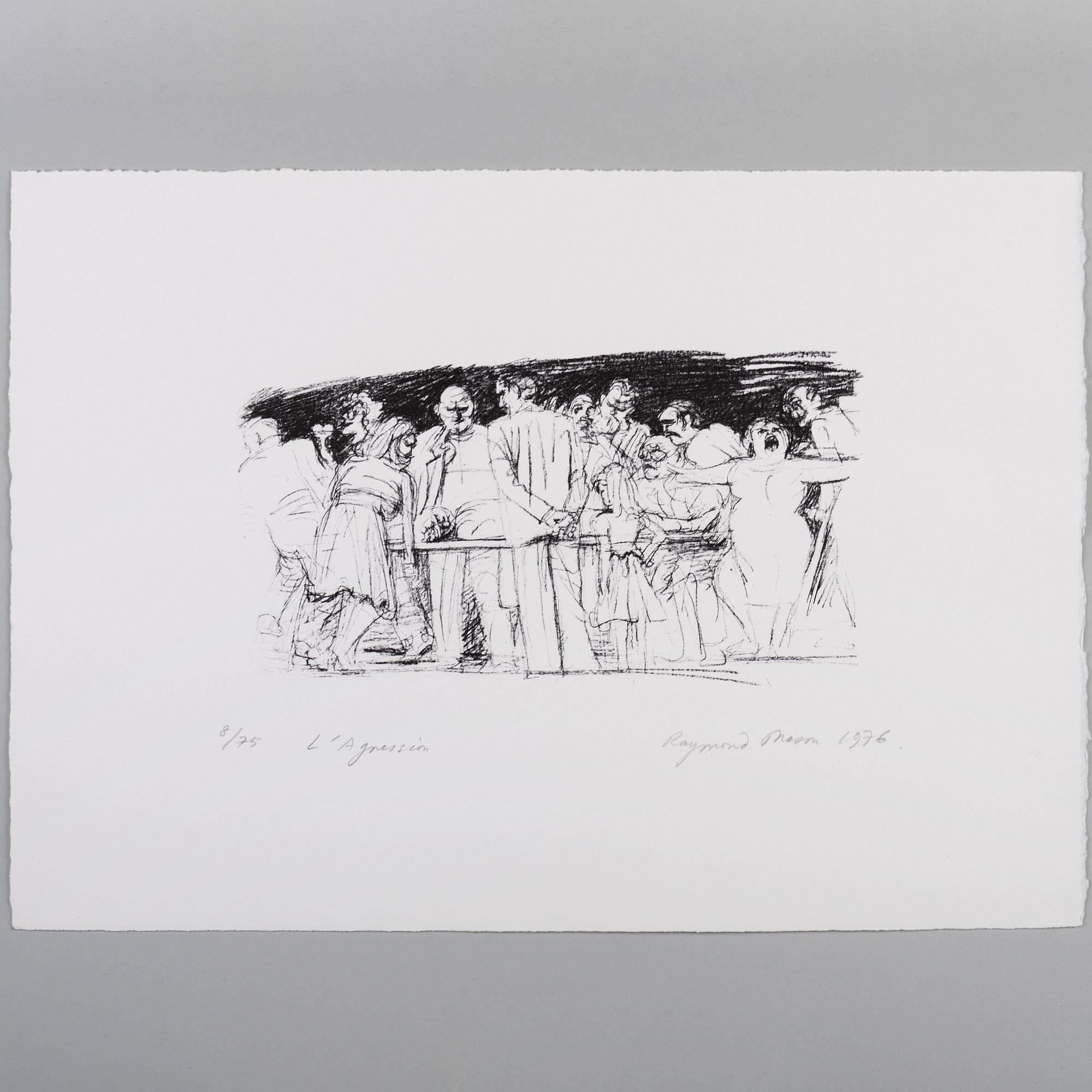 Artwork by Raymond Mason, Raymond Mason (1922-2010): L'Agression, Two Impressions; and On Eventre, Made of lithographs in black on wove paper