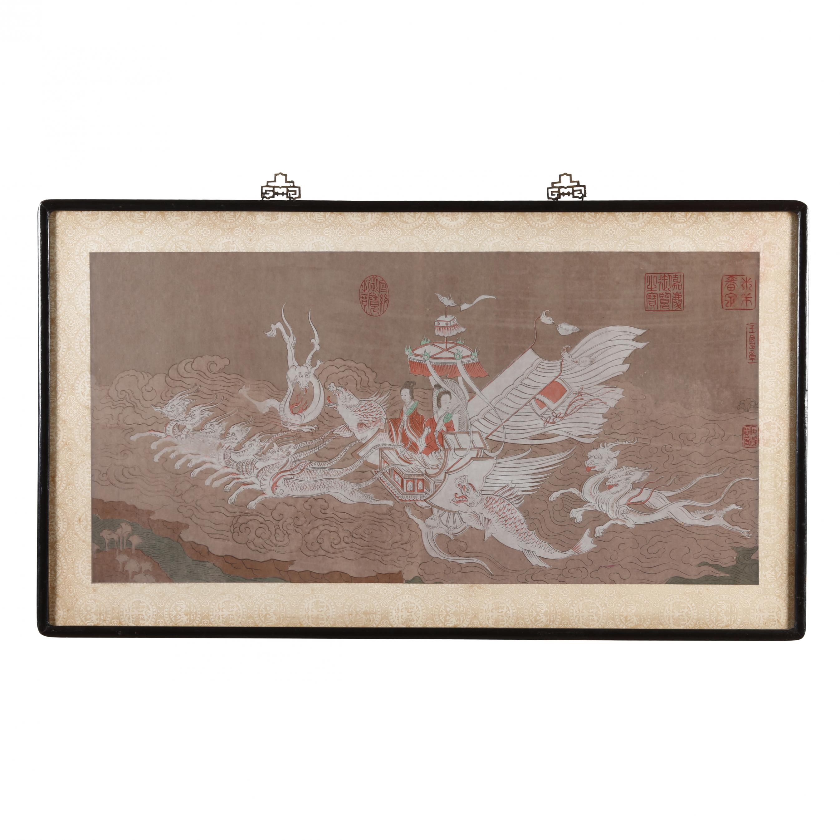 Artwork by Gu Kaizhi, A Print of the Luoshen Appraisal Painting, Made of ivory silk