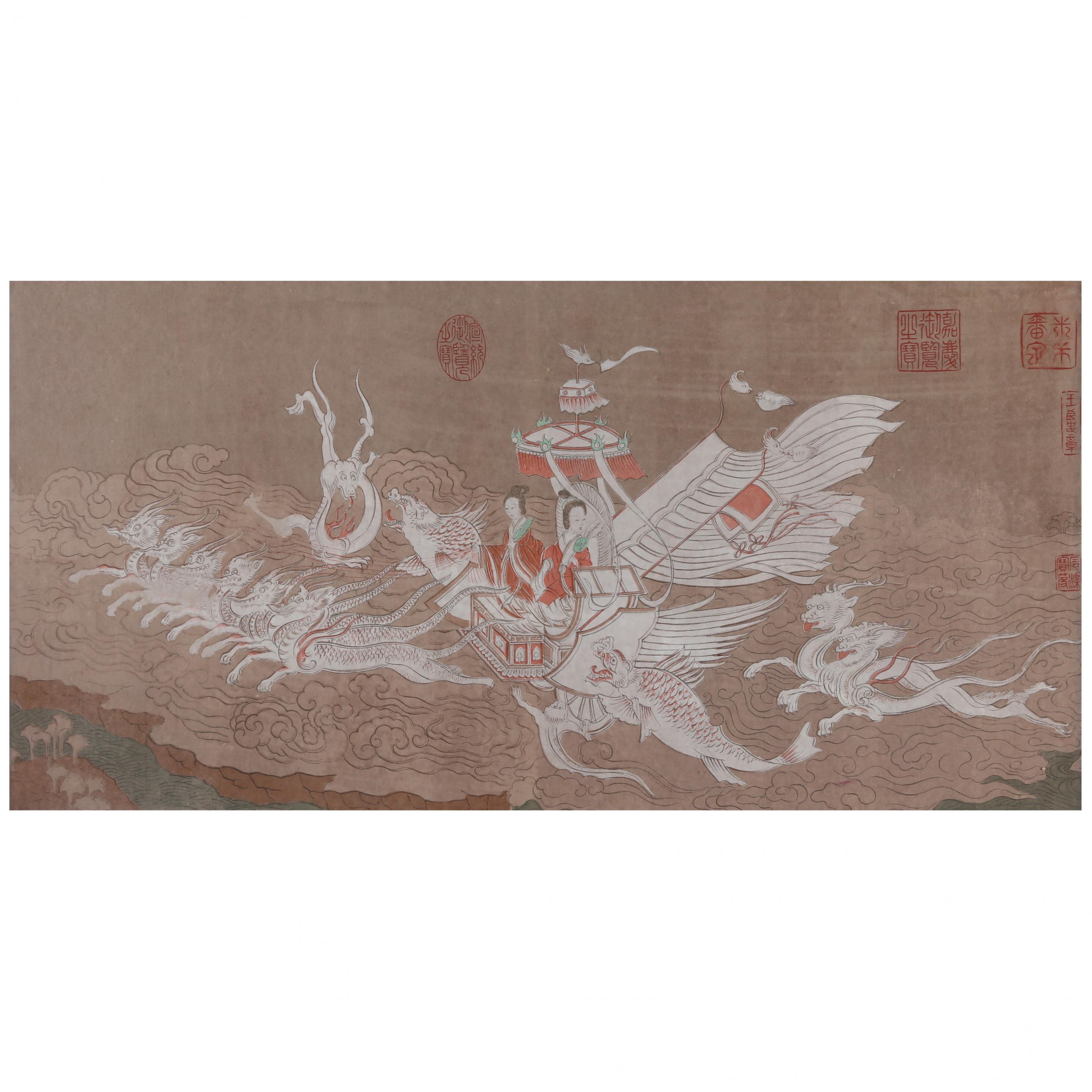 Artwork by Gu Kaizhi, A Print of the Luoshen Appraisal Painting, Made of ivory silk