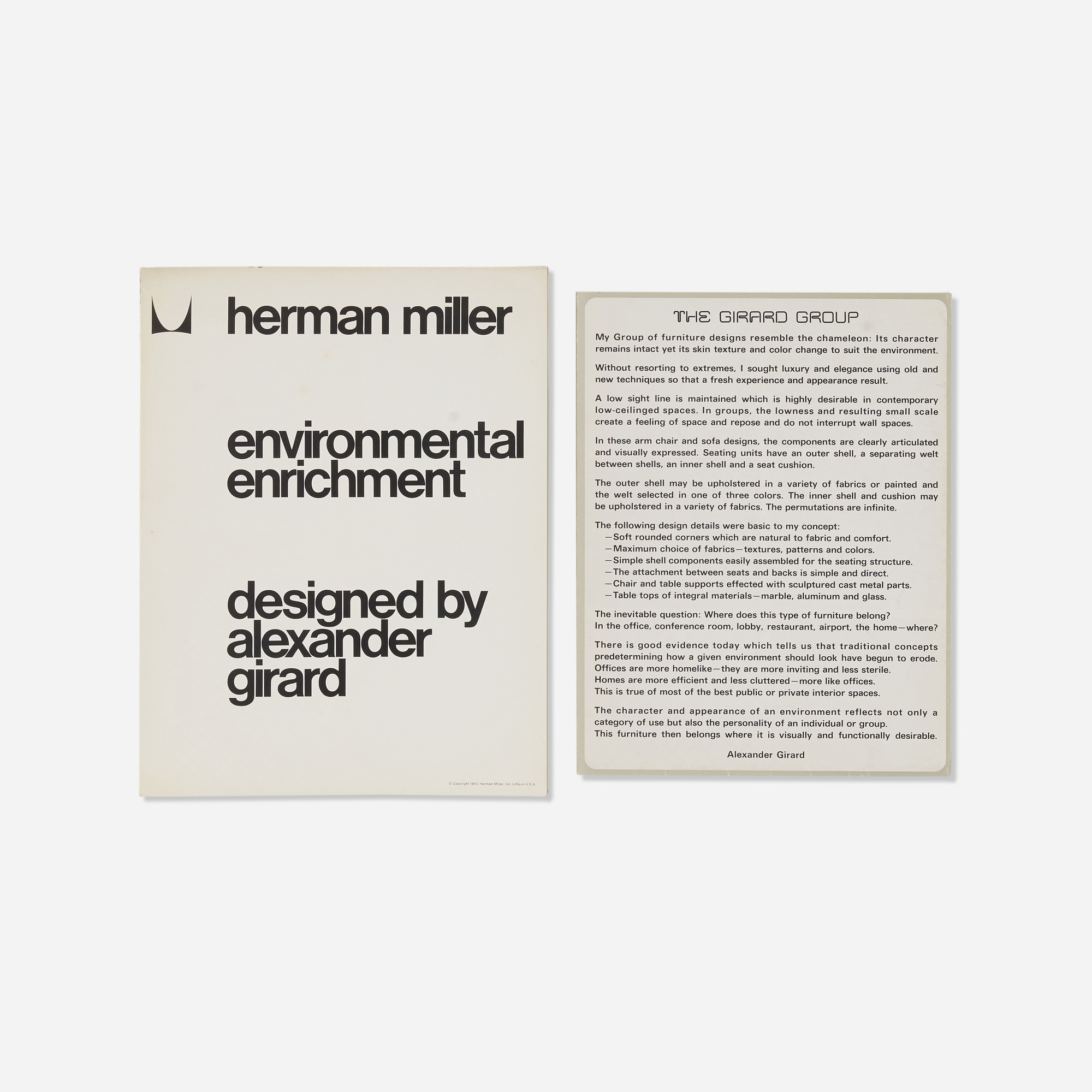 Alexander Girard The Girard Group poster; Environmental Enrichment