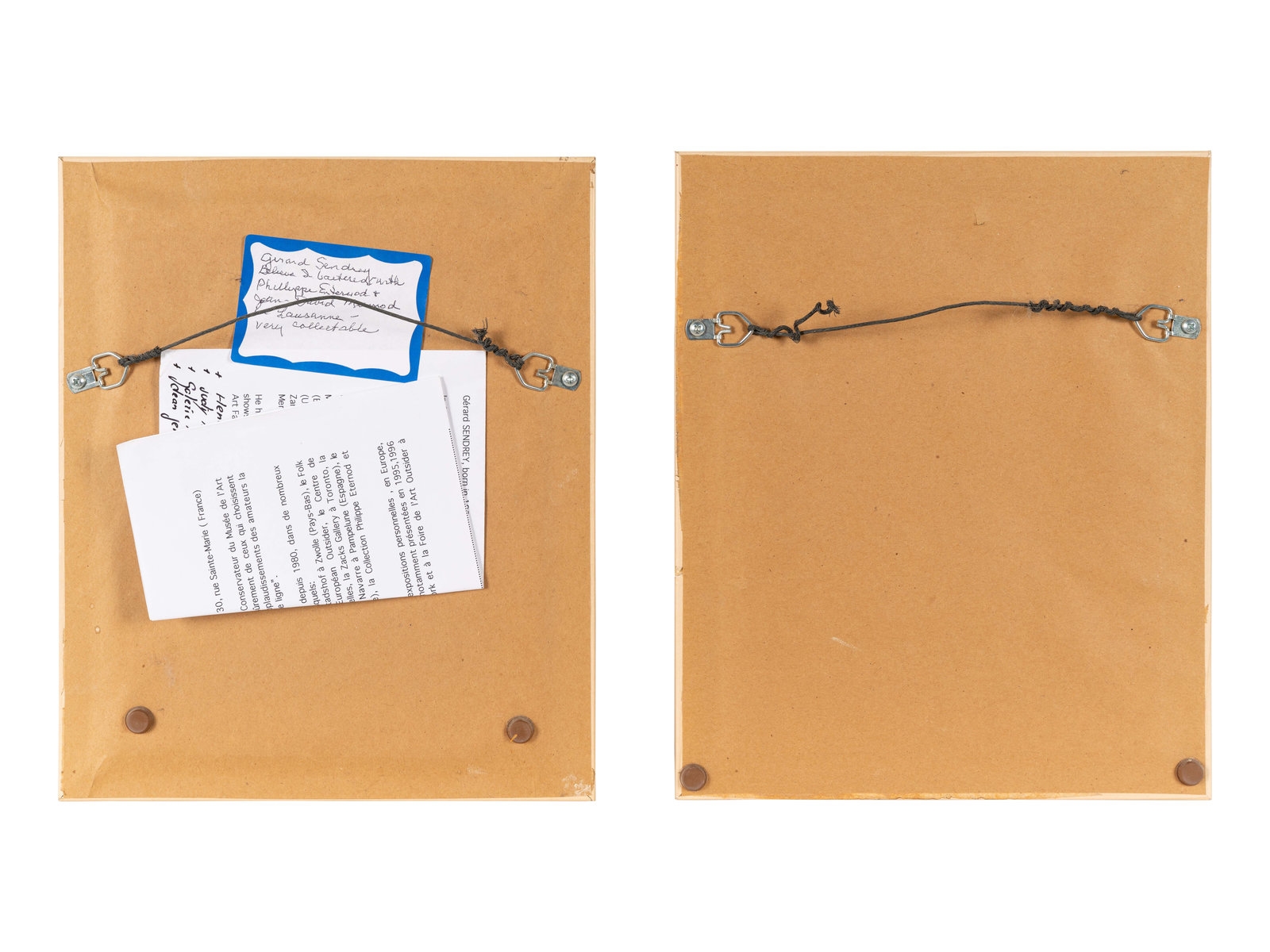 Artwork by Gérard Sendrey, Untitled (Heads) (two works), Made of mixed media on cardboard