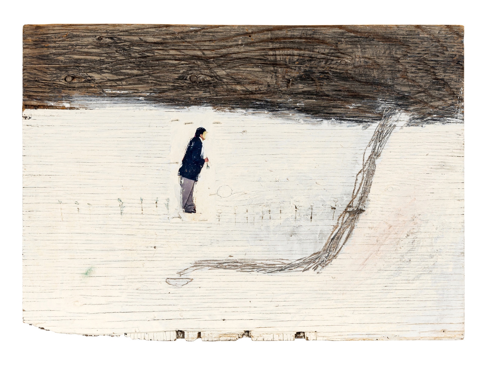 Artwork by Elliot Griffin, Looking for Cake with a Tomato, Made of mixed media on panel