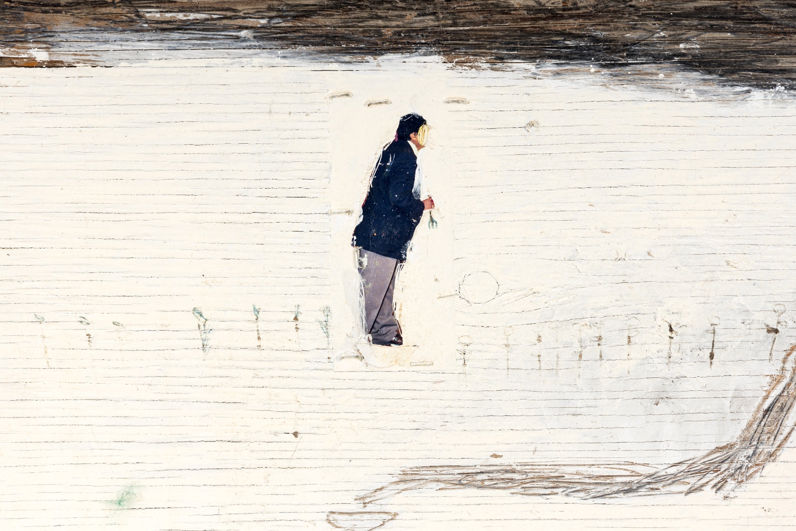 Artwork by Elliot Griffin, Looking for Cake with a Tomato, Made of mixed media on panel