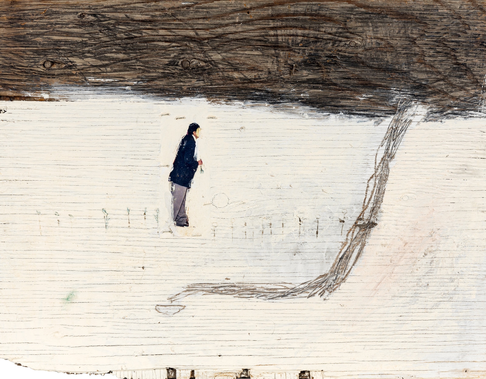 Artwork by Elliot Griffin, Looking for Cake with a Tomato, Made of mixed media on panel