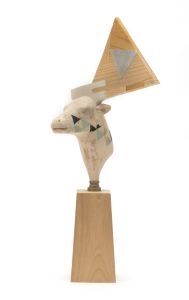 Artwork by Yuta Nishiura, connected map, Made of wood carving