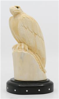 Sam Dimmick Alaskan Inuit Carved Eagle on Stand 8'' - Sam Dimmick