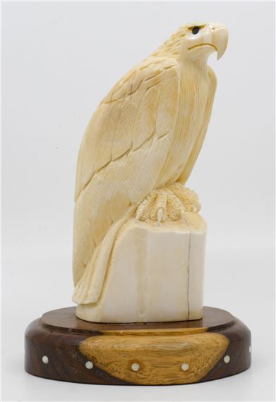 Sam Dimmick Alaskan Inuit Carved Eagle on Stand 8'' - Sam Dimmick