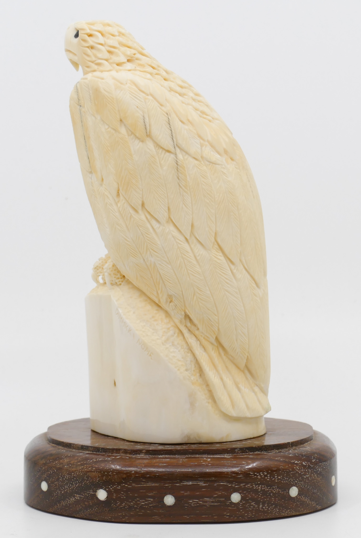 Artwork by Sam Dimmick, Sam Dimmick Alaskan Inuit Carved Eagle on Stand 8''