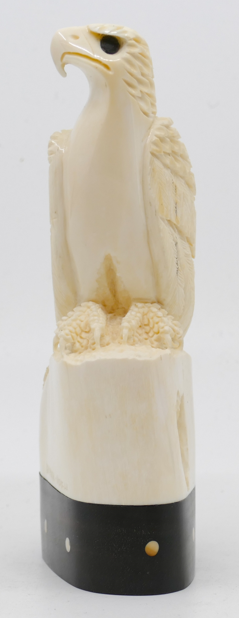 Artwork by Sam Dimmick, Sam Dimmick Alaskan Inuit Carved Eagle on Stand 6''