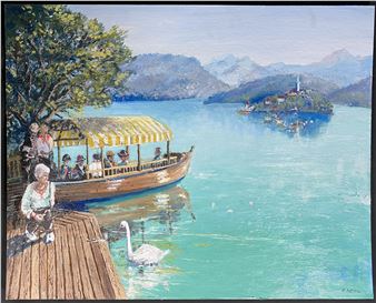 Lake Bled, Slovenia, Blue Mountains Lookout & House by a Pond - Robbie Neill