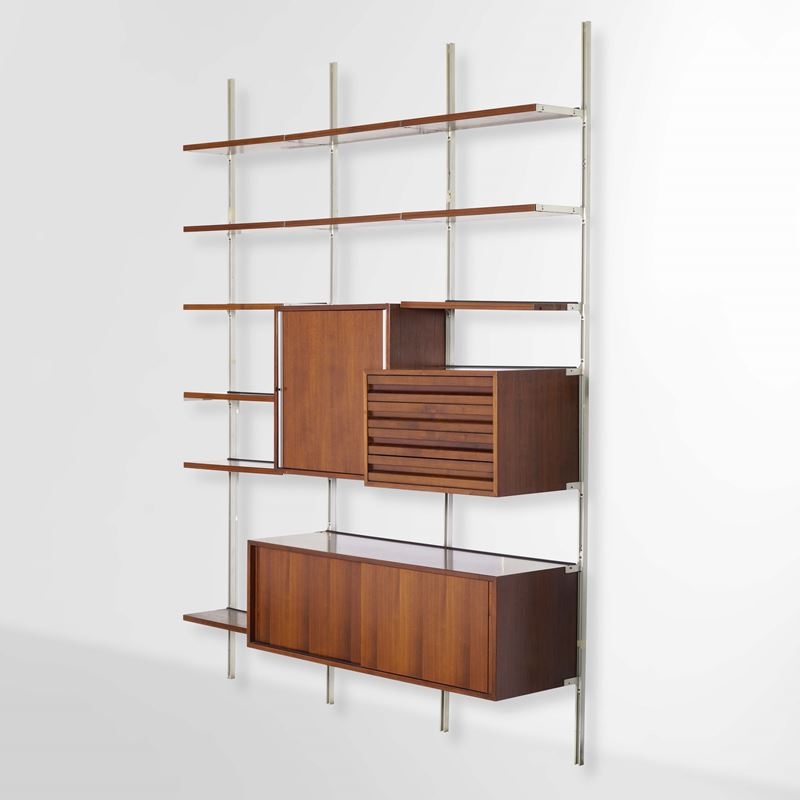 Libreria Alta Con Ante 190 Cm | Scaffale 5 Ripiani + Armadio In Legno Per Soggiorno, Ufficio, Biblioteca | Nero, 60x190x40 Cm, Kit Anti-Ribaltamento