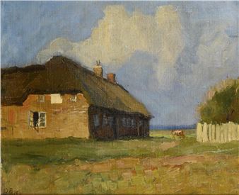 Farmhouse with cow - Oscar Bojesen